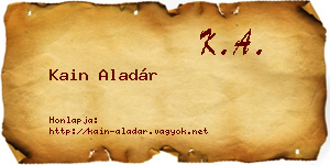 Kain Aladár névjegykártya